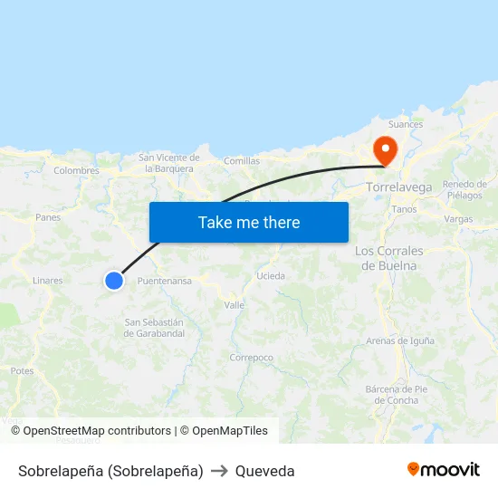 Sobrelapeña (Sobrelapeña) to Queveda map