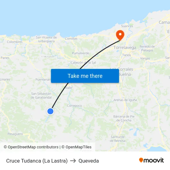 Cruce Tudanca (La Lastra) to Queveda map