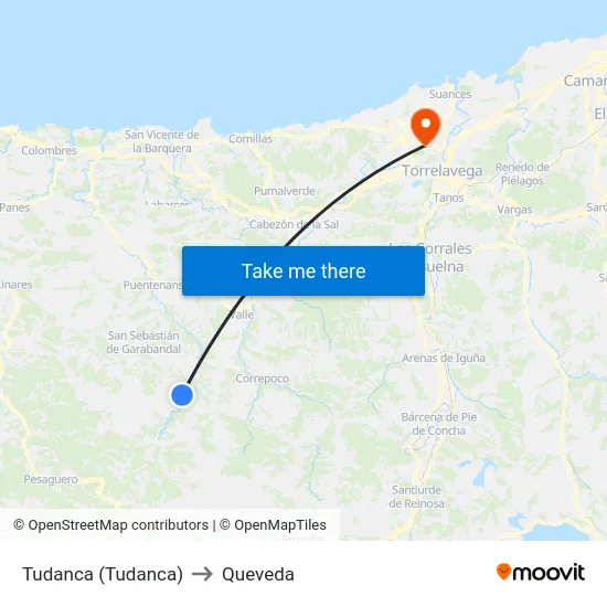 Tudanca (Tudanca) to Queveda map