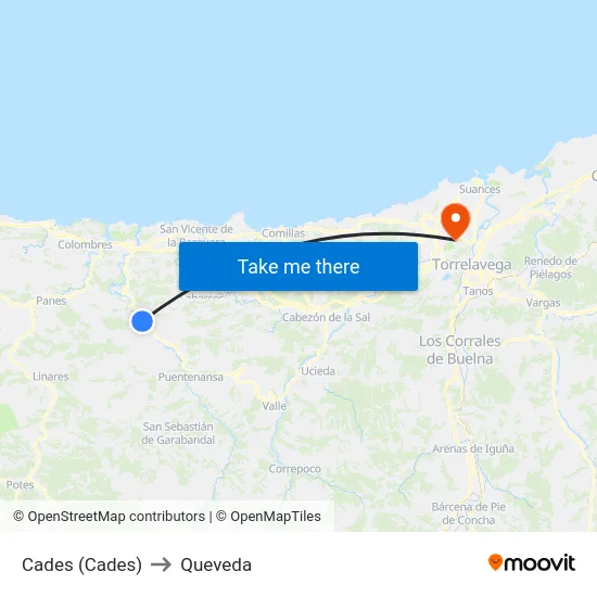 Cades (Cades) to Queveda map
