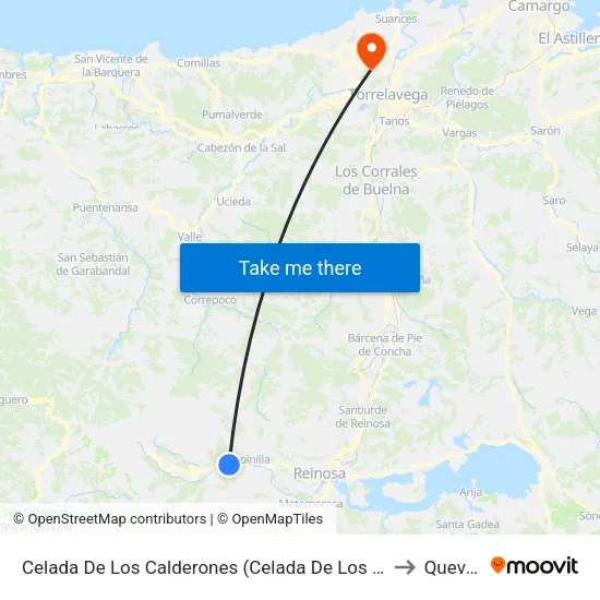 Celada De Los Calderones (Celada De Los Calderones) to Queveda map