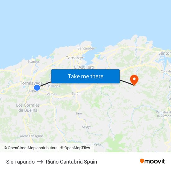 Sierrapando to Riaño Cantabria Spain map