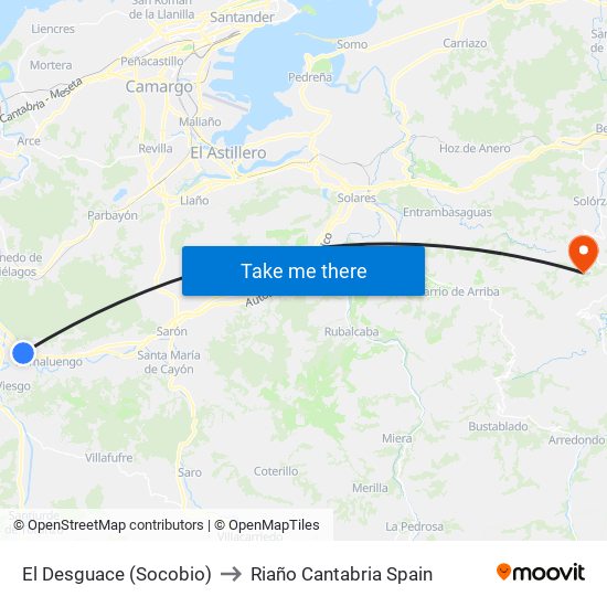 El Desguace (Socobio) to Riaño Cantabria Spain map