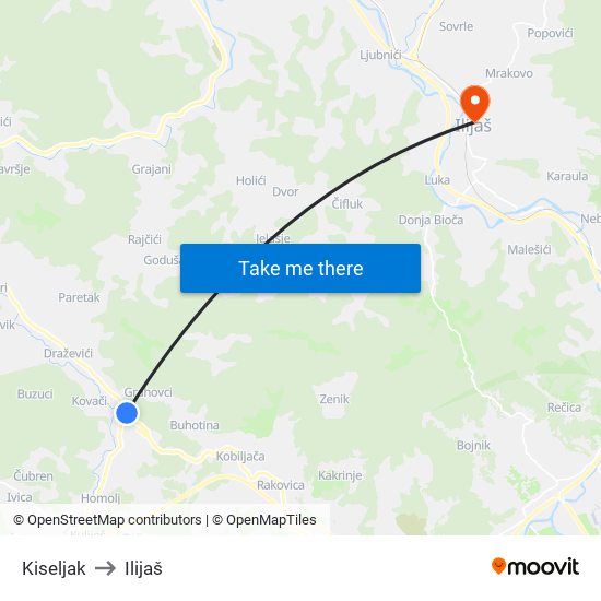 Kiseljak to Kiseljak map