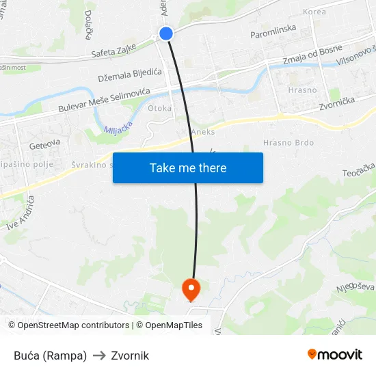 Buća (Rampa) to Zvornik map