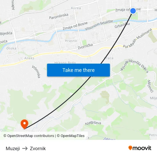 Muzeji to Zvornik map