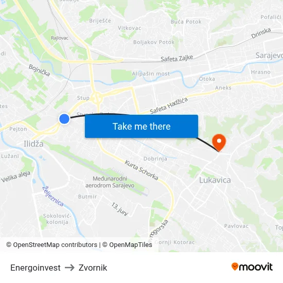 Energoinvest to Zvornik map