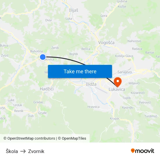 Škola to Zvornik map