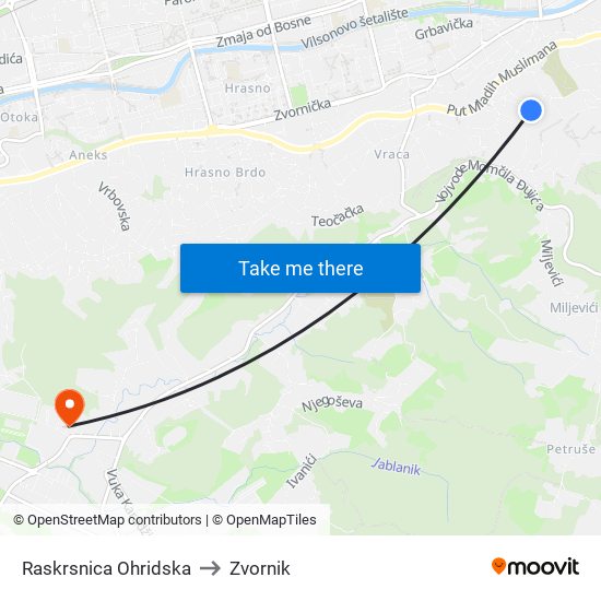 Raskrsnica Ohridska to Zvornik map