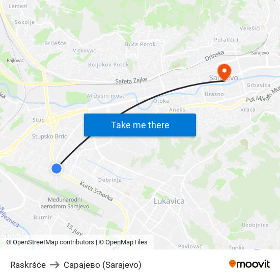 Raskršće to Сарајево (Sarajevo) map