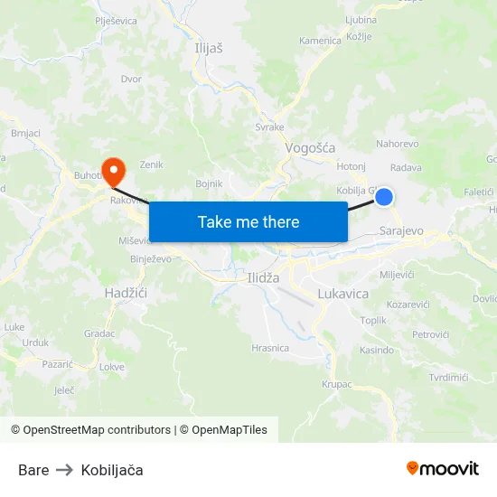 Bare to Kobiljača map