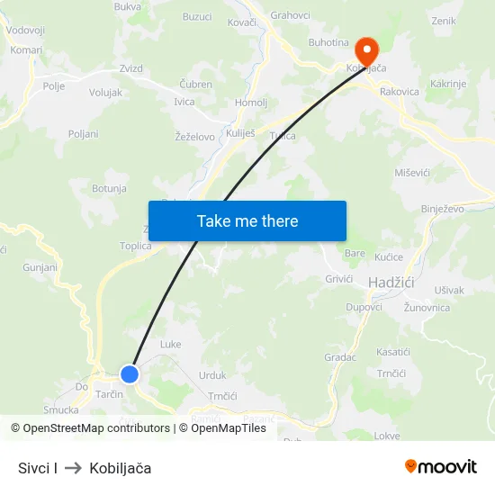 Sivci I to Kobiljača map