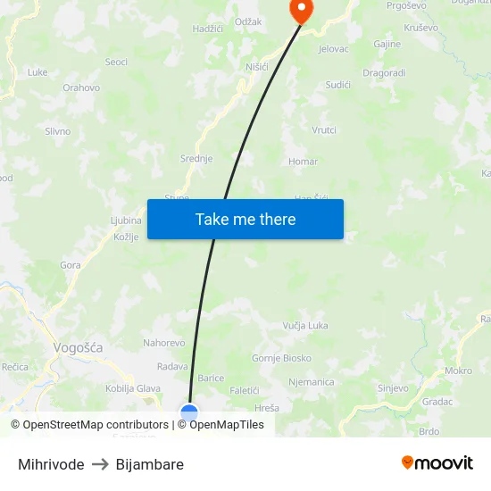 Mihrivode to Bijambare map