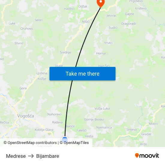 Medrese to Bijambare map