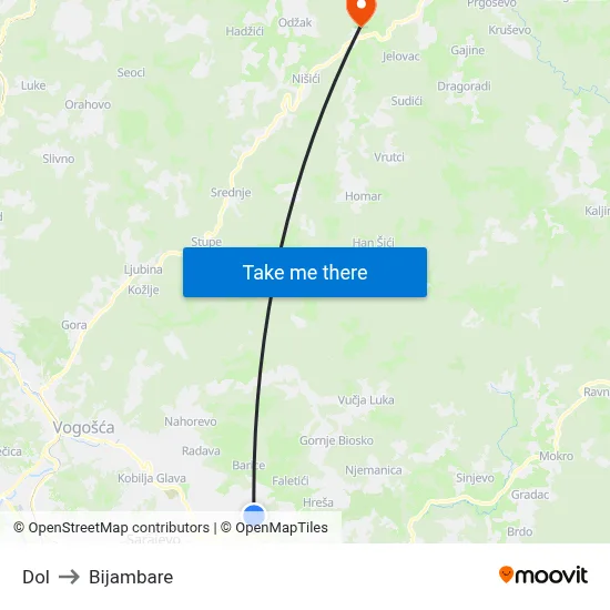 Dol to Bijambare map