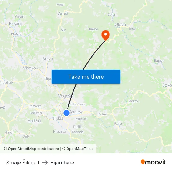 Smaje Šikala I to Bijambare map