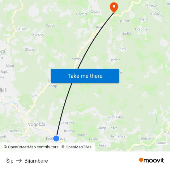 Šip to Bijambare map