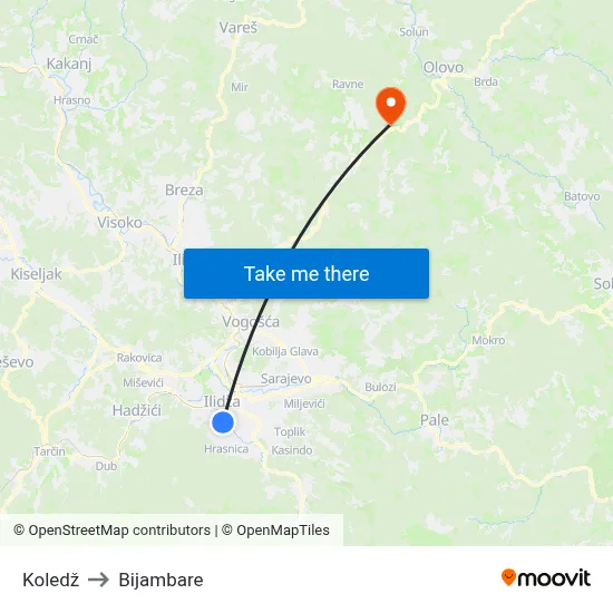 Koledž to Bijambare map