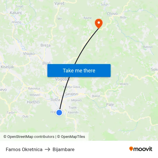 Famos Okretnica to Bijambare map