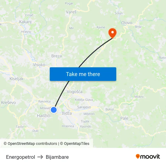 Energopetrol to Bijambare map