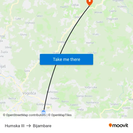 Humska III to Bijambare map