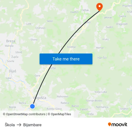 Škola to Bijambare map