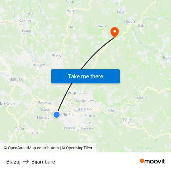 Blažuj to Bijambare map