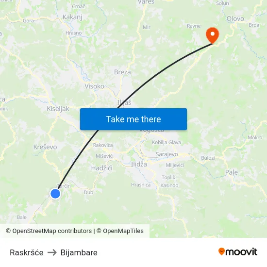 Raskršće to Bijambare map