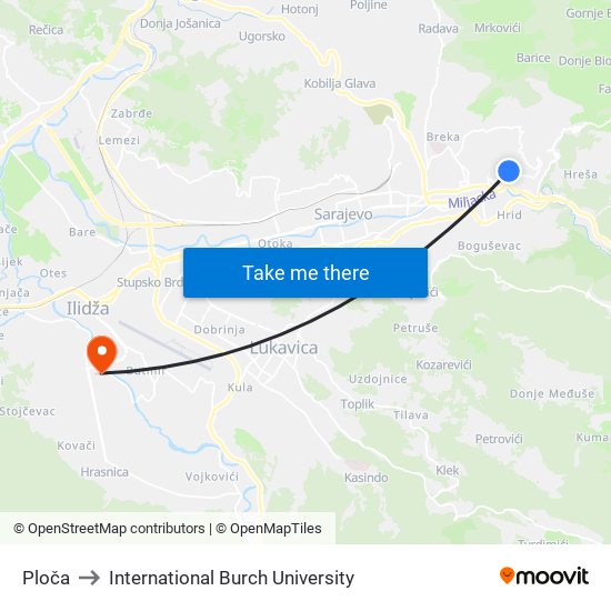 Ploča to International Burch University map
