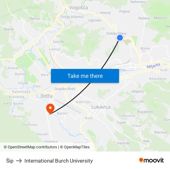 Šip to International Burch University map