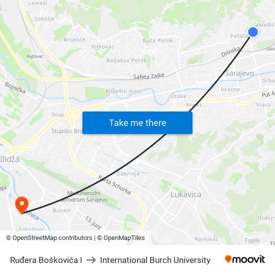 Ruđera Boškovića I to International Burch University map