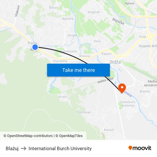 Blažuj to International Burch University map