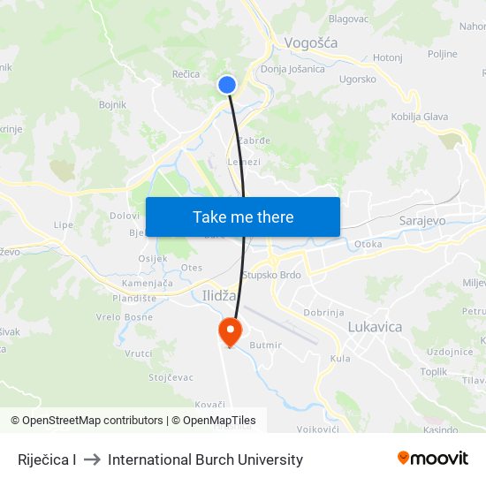 Riječica I to International Burch University map