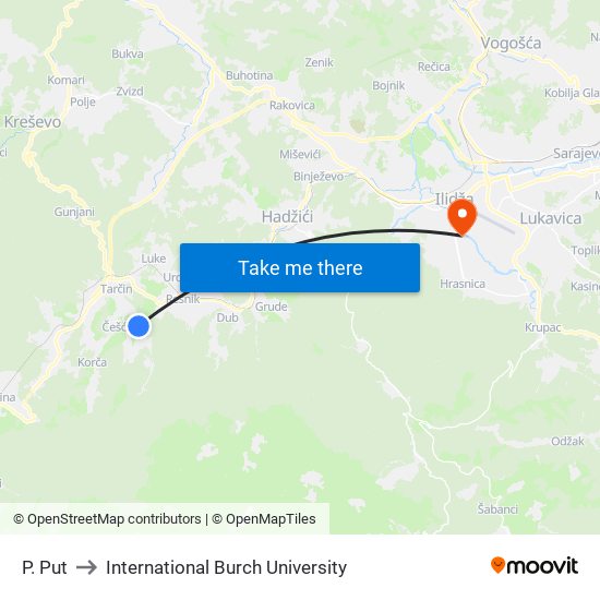 P. Put to International Burch University map