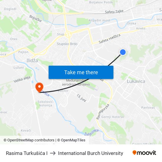 Rasima Turkušića I to International Burch University map