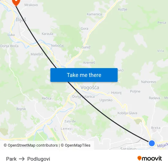 Park to Podlugovi map