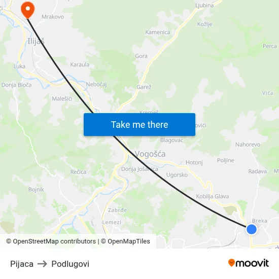 Pijaca to Podlugovi map