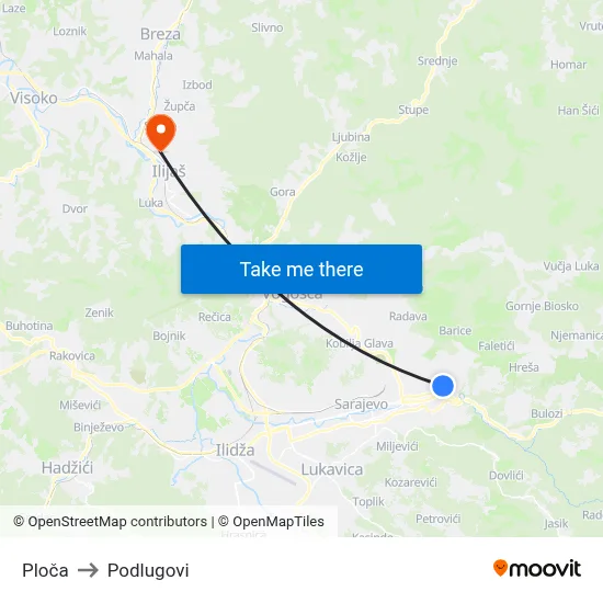 Ploča to Podlugovi map