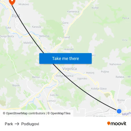 Park to Podlugovi map