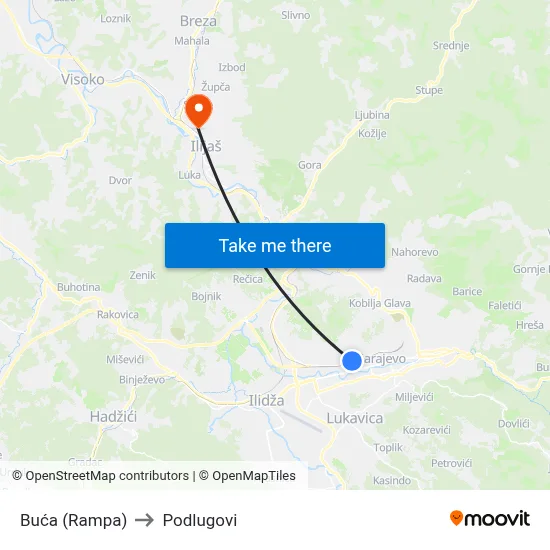 Buća (Rampa) to Podlugovi map