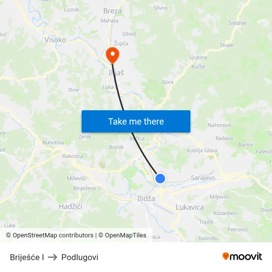 Briješće I to Podlugovi map