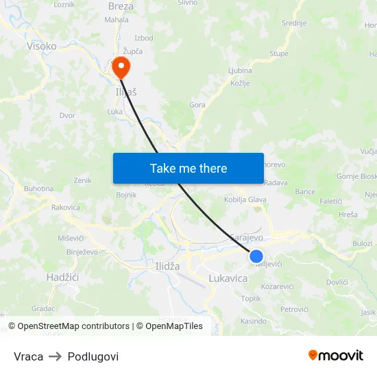 Vraca to Podlugovi map