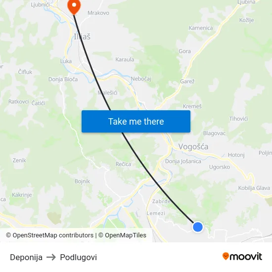 Deponija to Podlugovi map