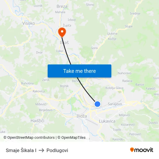 Smaje Šikala I to Podlugovi map