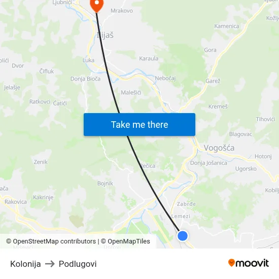 Kolonija to Podlugovi map