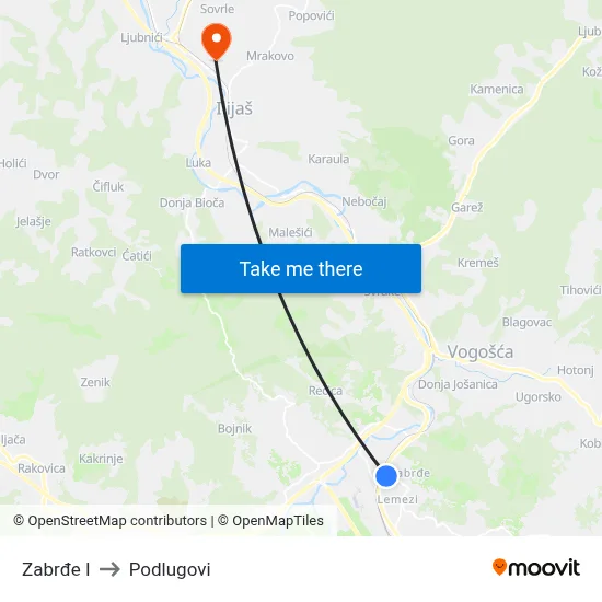 Zabrđe I to Podlugovi map