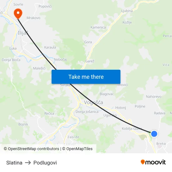 Slatina to Podlugovi map