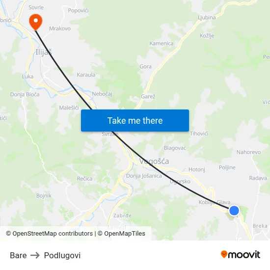 Bare to Podlugovi map