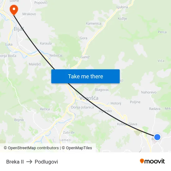 Breka II to Podlugovi map