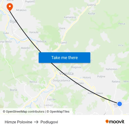 Himze Polovine to Podlugovi map